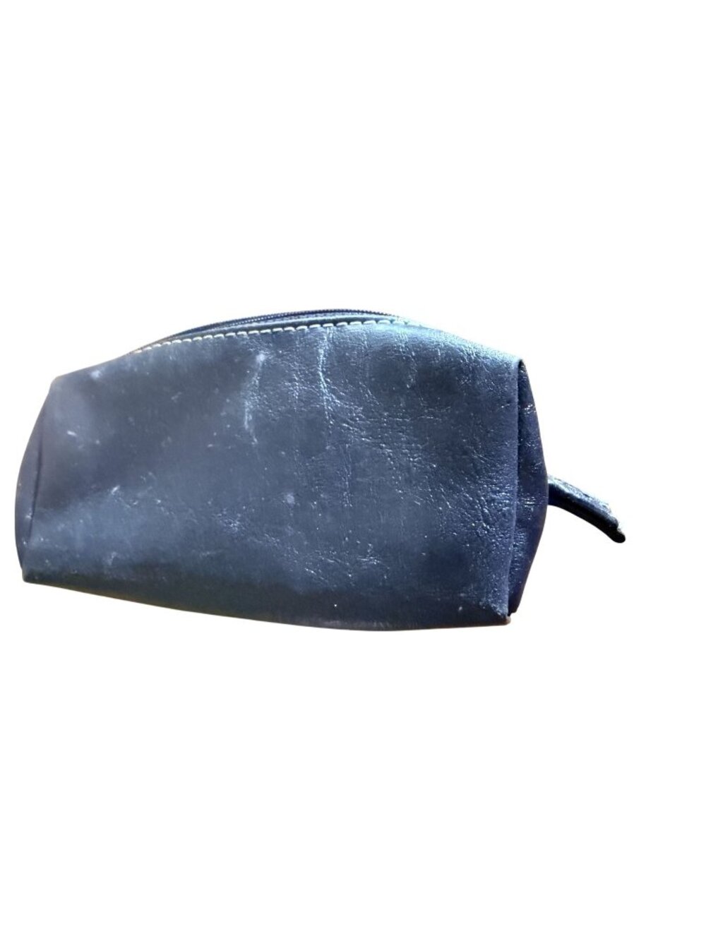 Liz Claiborne Black Faux Leather Cosmetic Pouch w/Tan Interior & Zipper Closure